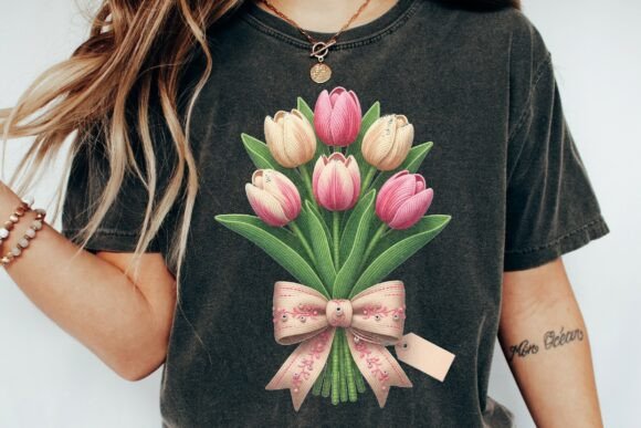 Download Pink Peach Tulips Bouquet Gift Tag Png - Premium Resources
