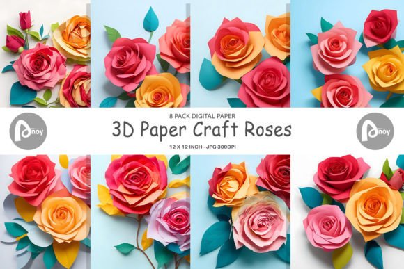 Download Digital Paper 3D Paper Craft Roses - 3d paper craft Collection