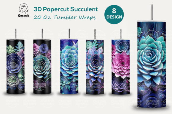 Download 3D Paper Craft Succulent Tumbler Wrap - 3d paper craft Collection